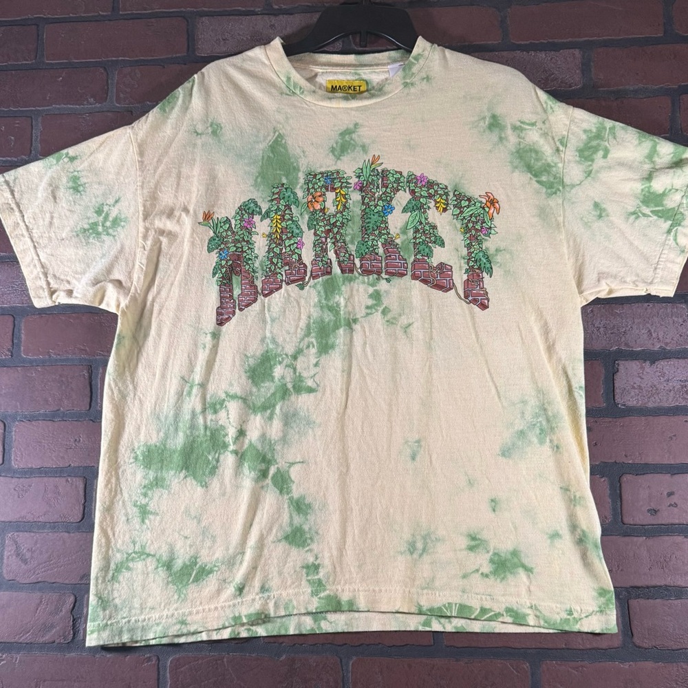 🌼 Market Tie-Dye T-Shirt – Green & Cream ( L )